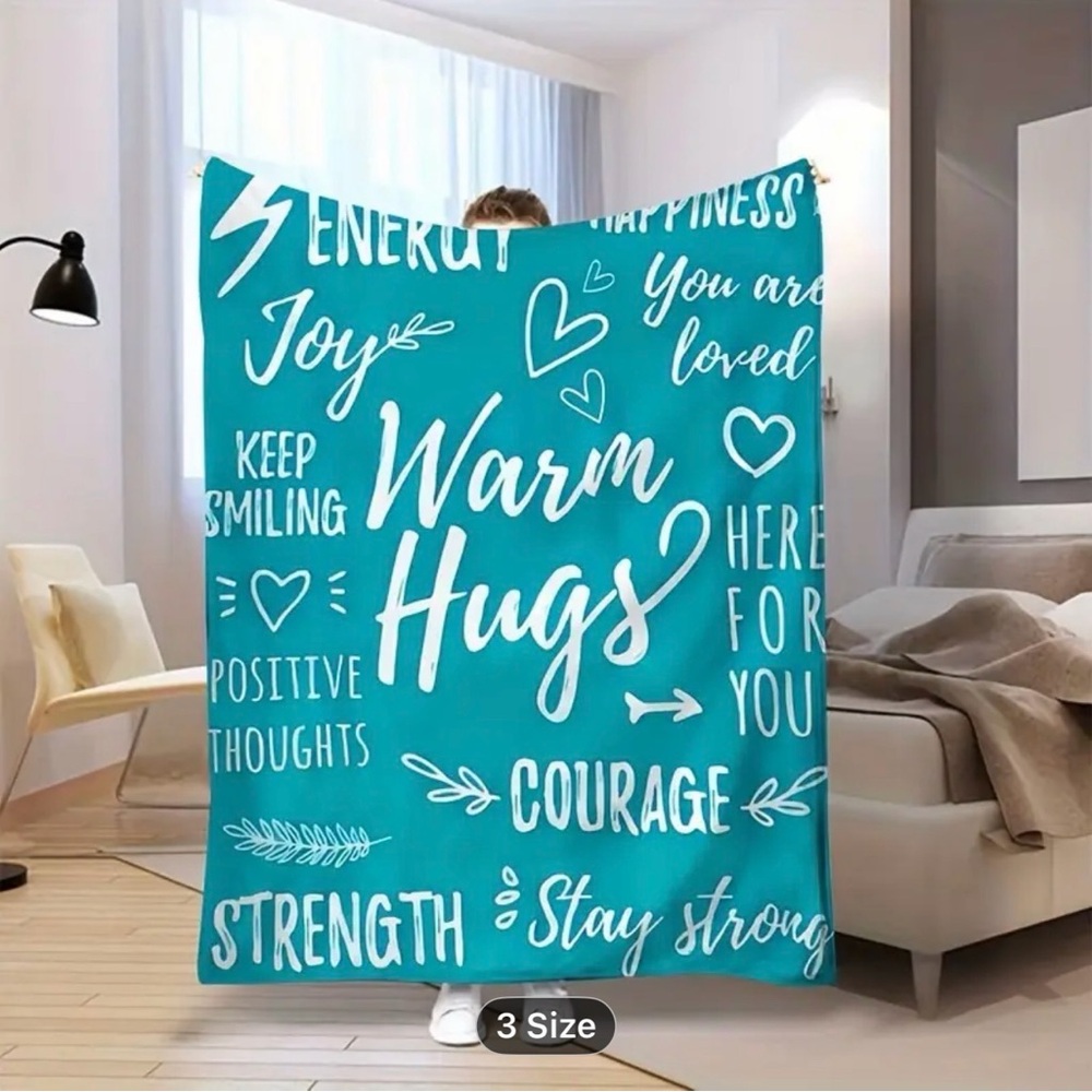 Inspirational Throw Blanket, Positive Affirmation Warm Hugs  Joy Fleece Blanket
